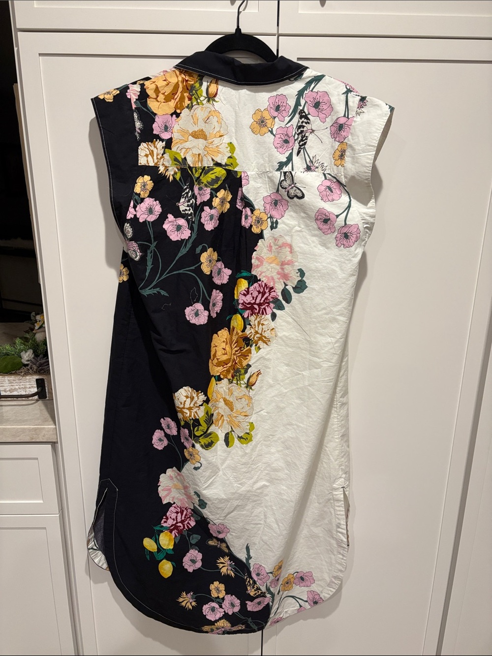 Anthropologie Maeve Floral Shirt Dress - Navy & White with Pink Accents - Picture 2 of 5